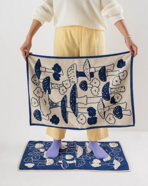 Asciugamano Baggu Hand Set of 2 Blu Marino Bianche | PYGVU9683