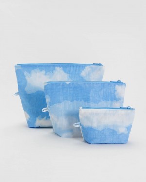 Borse Da Viaggio Baggu Go Pouch Set Blu Bianche | JDBWF6481