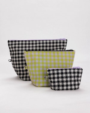 Borse Da Viaggio Baggu Go Pouch Set Nere Verdi | IQDYW8054