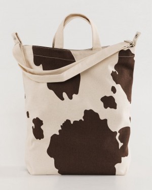 Borse Tote Baggu Duck Marroni Bianche | LQGOH6834