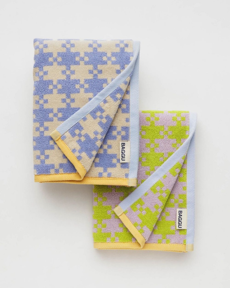 Asciugamano Baggu Hand Set of 2 Blu Verdi | ADNEK3625