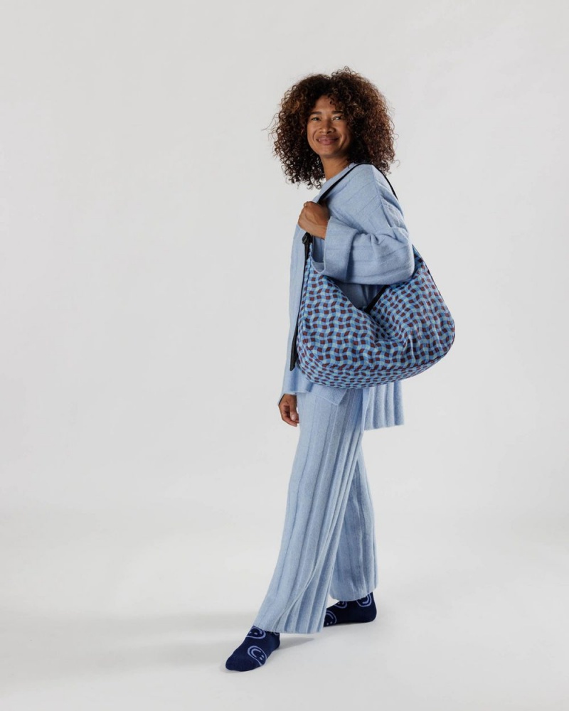 Borse Crossbody Baggu Large Nylon Crescent Blu | SMRLN2931