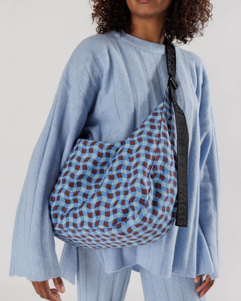Borse Crossbody Baggu Large Nylon Crescent Blu | SMRLN2931