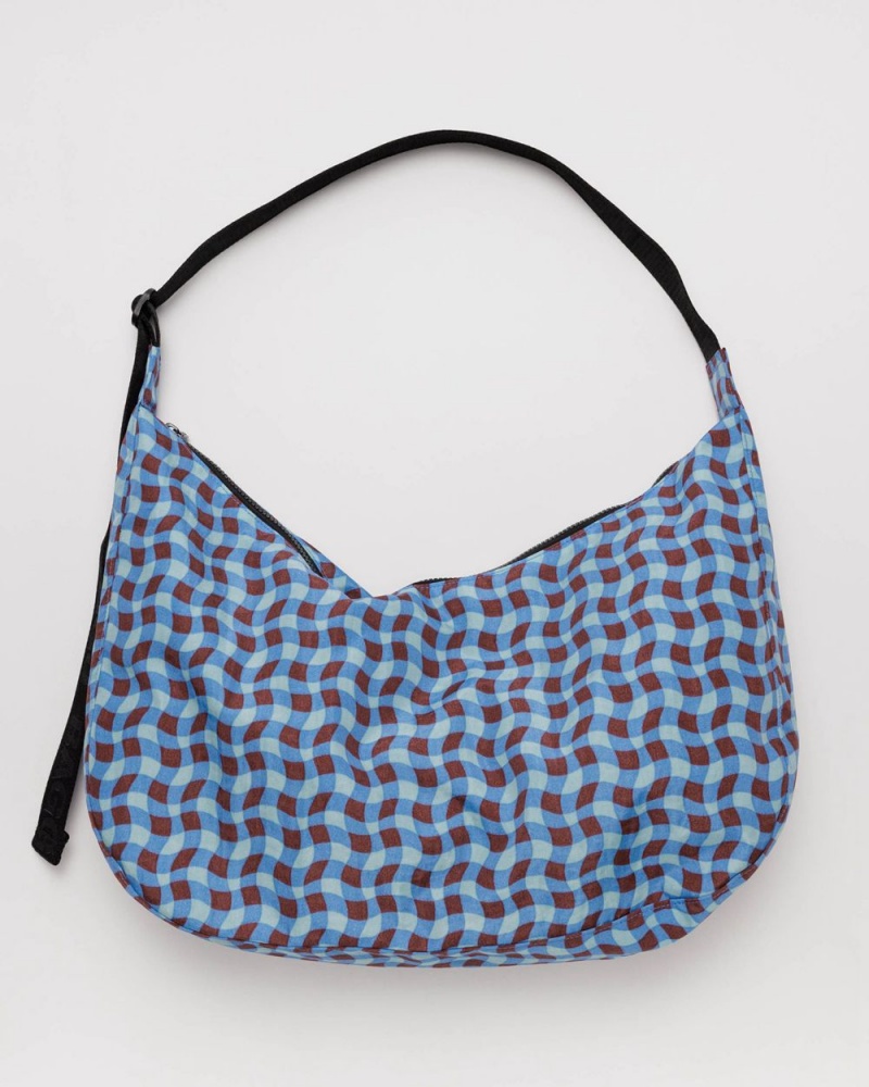 Borse Crossbody Baggu Large Nylon Crescent Blu | SMRLN2931
