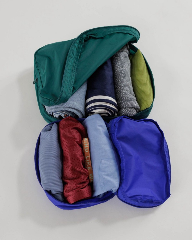 Borse Da Viaggio Baggu Packing Cube Set Blu Verdi | IYHAB3917