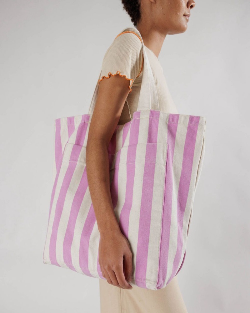 Borse Tote Baggu Giant Pocket Rosa Bianche | PQYLK0618