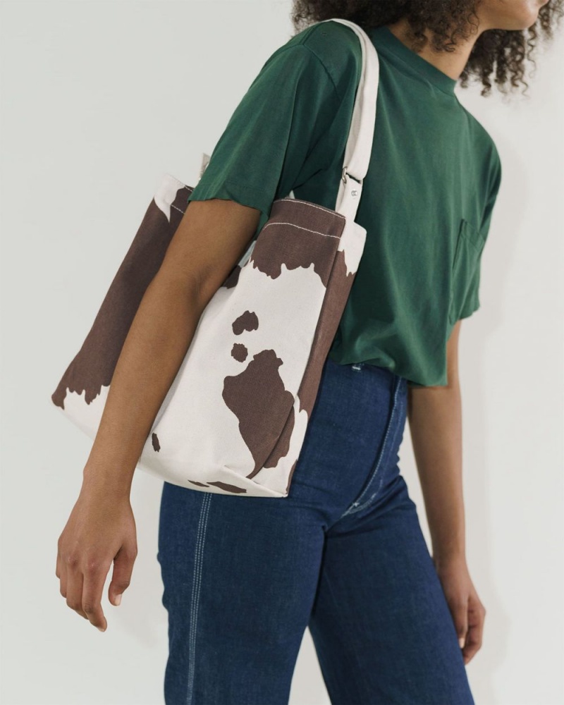 Borse Tote Baggu Horizontal Duck Marroni Bianche | GVRAM7342