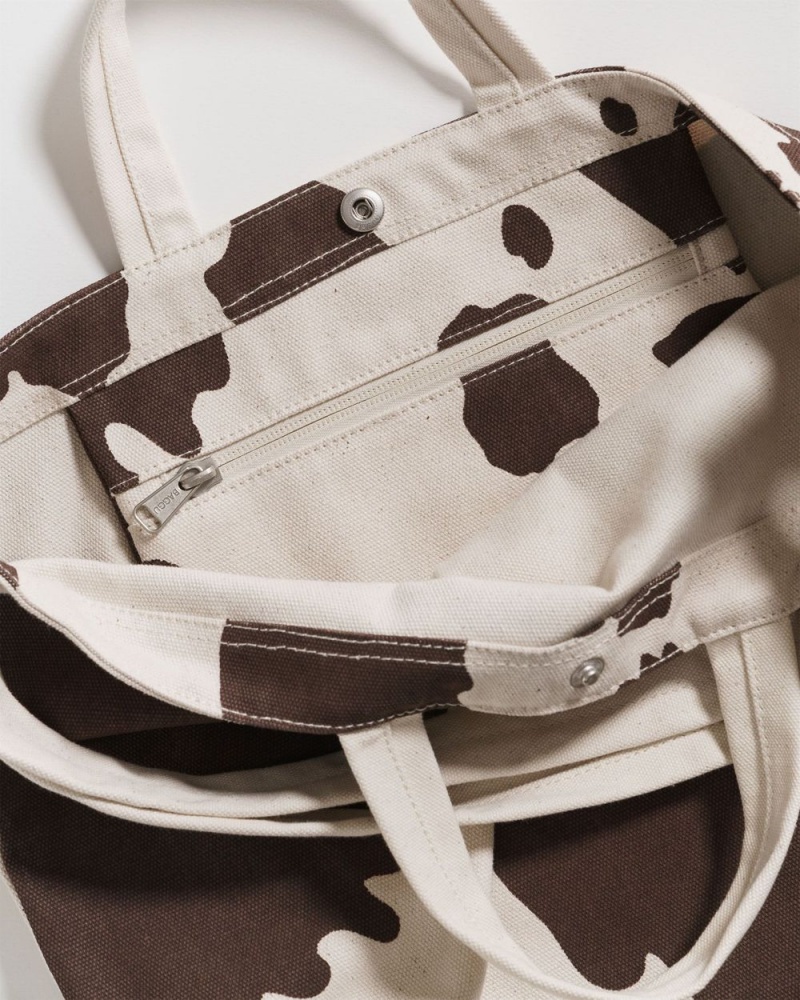 Borse Tote Baggu Horizontal Duck Marroni Bianche | GVRAM7342