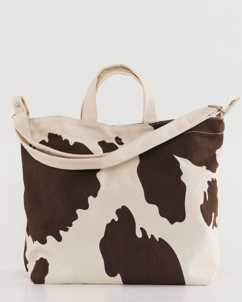 Borse Tote Baggu Horizontal Duck Marroni Bianche | GVRAM7342