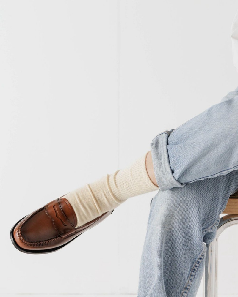 Calzini Baggu Ribbed Beige | RJHKB0167